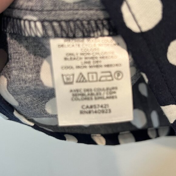 NWT Loft Navy Polka Dot Blouse Peplum Flutter Sleeves Women’s Top Size Medium - Picture 6 of 13